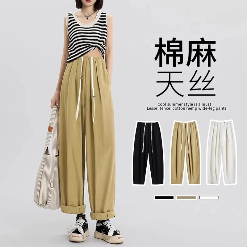 

Wide Leg Loose Straight Pants for Maternity Summer Breathable High Waist Workwear Trousers for Pregnant Women Pregnancy Casual