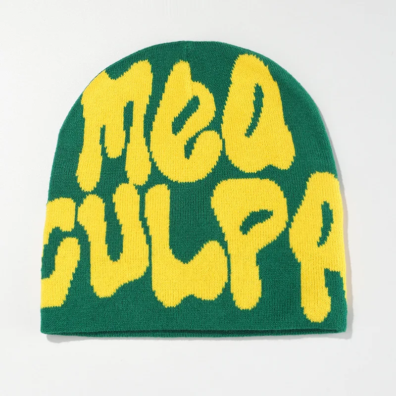 High Quality Wool Knitting Cap Beanies Mea Culpa Y2K Men Women's