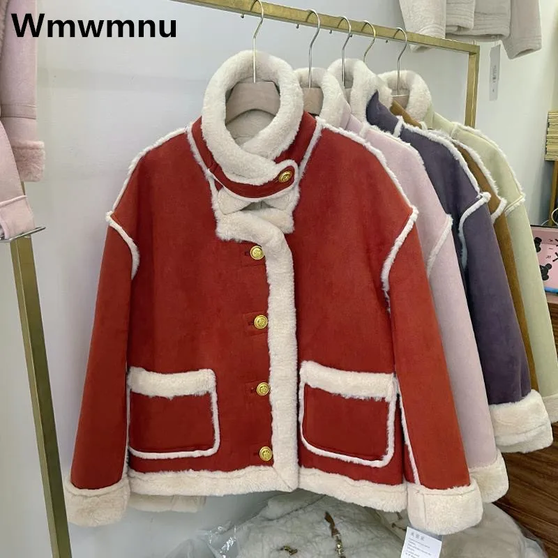 

Короткие куртки из искусственного меха овечьей шерсти зимние теплые плюшевые пальто Роскошная пушистая куртка корейская мода утепленные осенние женские Куртки Оверсайз