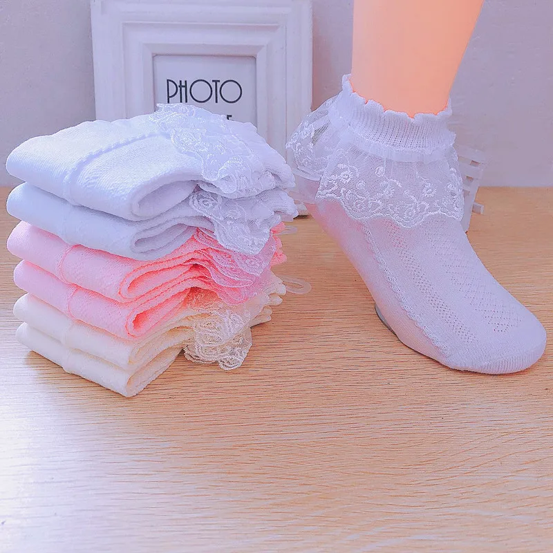

3 пары/Лот, летние хлопковые носки с цветами для девочек, детские короткие танцевальные носки, тонкие сетчатые белые носки с рюшами и рюшами для девочек, принцессы