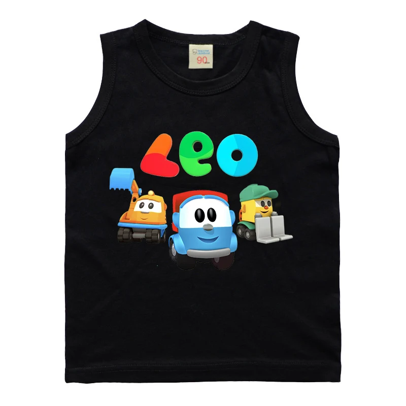 2022 Baby Boys Girls 100% Cotton  Leo The Truck  Print Cute Sleeveless Vest T Shirt Cartoon Kids Funny  Children Tops tees children's clothes