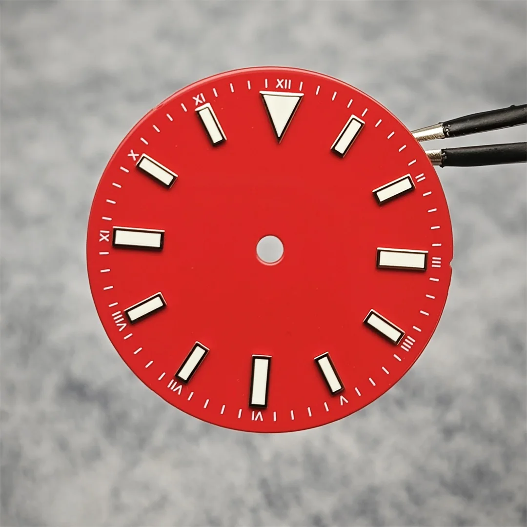 Enameled Watch Dial with Green Luminous Face - 28.5mm