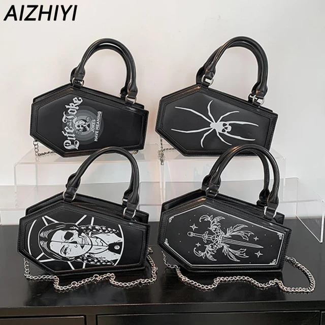 fancybag Goth Coffin Backpack with Detachable Bat Wing Halloween Coffin Ita  Punk Shoulder Bag for Enamel Pins Display, Black, S, Gothic Punk :  Amazon.co.uk: Fashion