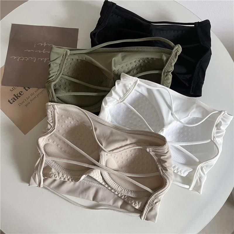 Women Lingerie Bra Seamless Tube Top Ice Silk Push Up Strapless Bralette