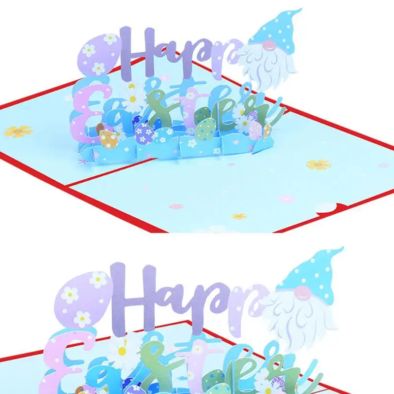 3D Easter Card Pop Up 3D Easter Cards Bunny Greeting Card Color-Printed Holiday Cards Happy Note Envelopes