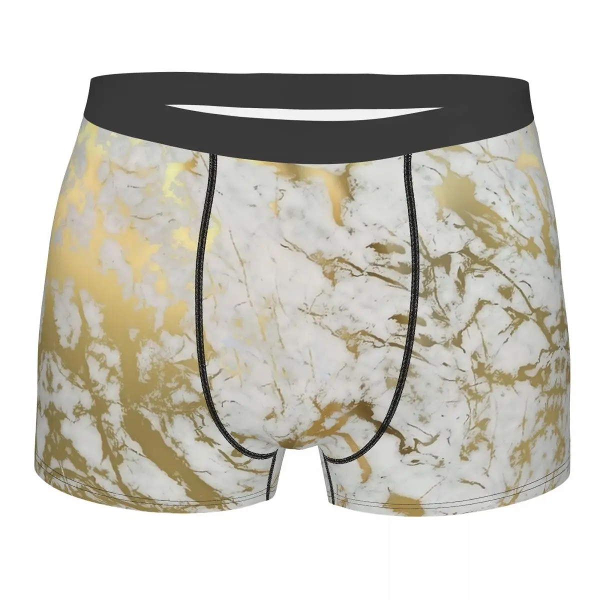 

Трусы-боксеры, мужские трусы с золотым мрамором, белое нижнее белье, Современные Геометрические графические мягкие трусы для мужчин размера плюс