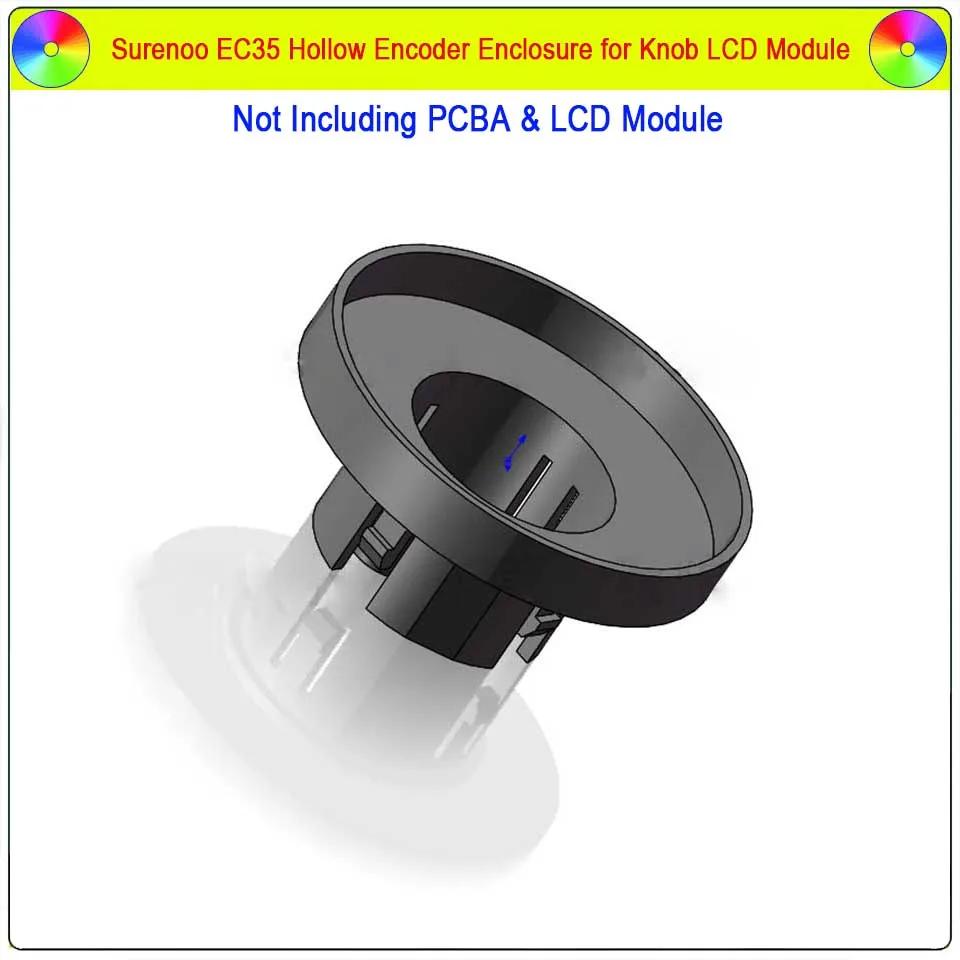 EC35 Hollow Encoder Enclosure Case Plastic Mold for Round Circular Rotary Knob LCD Module Display Screen & LED Nixie Tube