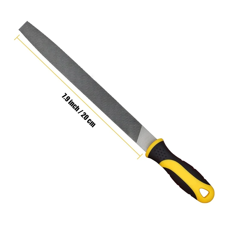 WFF 3Pcs Metal File Set,8-Inch,Professional Carbon Steel File, Includes Flat/Half-Round/Round,Work For Metal, Wood And More