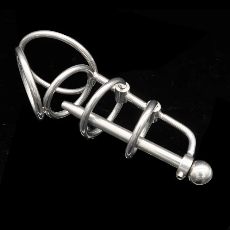 Male Stainless Steel Chastity Cage Bondage Cock Abstinence Chastity Device With Metal Urine Catheter Anti Cheating Lock