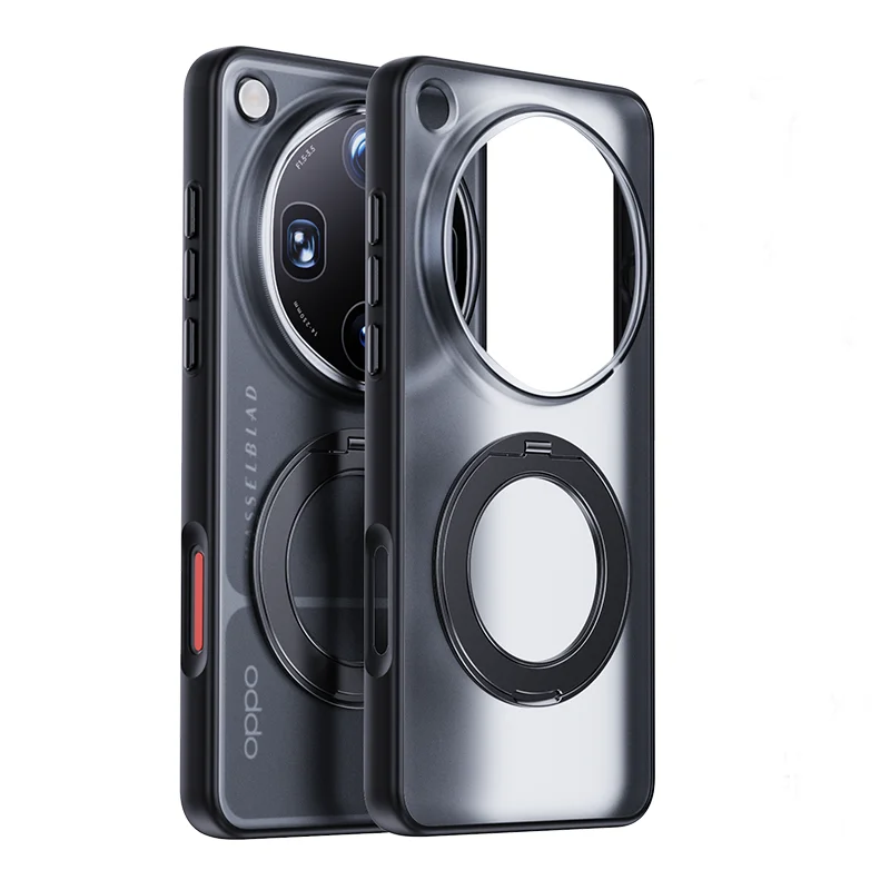 ELVEV Frosted Translucent Magnetic Phone Case with 360° Rotating Ring Holder
