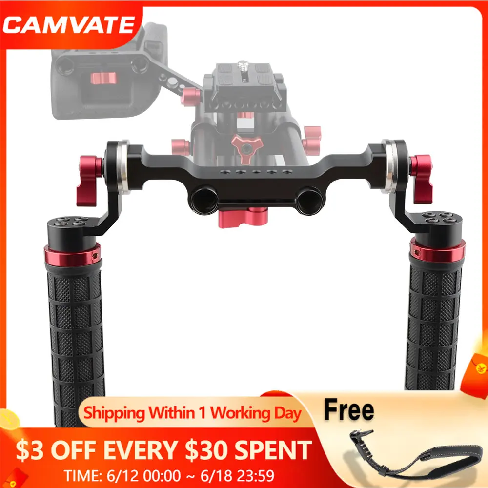 Camvate Rosette Dual Handle Grip With 15mm Rod Clamp&standard Arri Rosettes For Dslr Camera