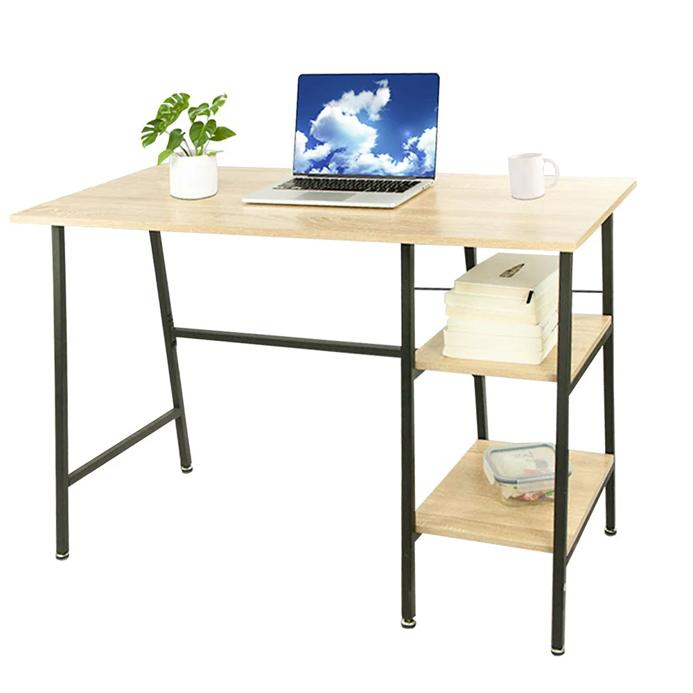 110x50.8x75.5CM Computer Desk with 2 Tier Removable Shelves Ideal for Home Office Oak[US-W]