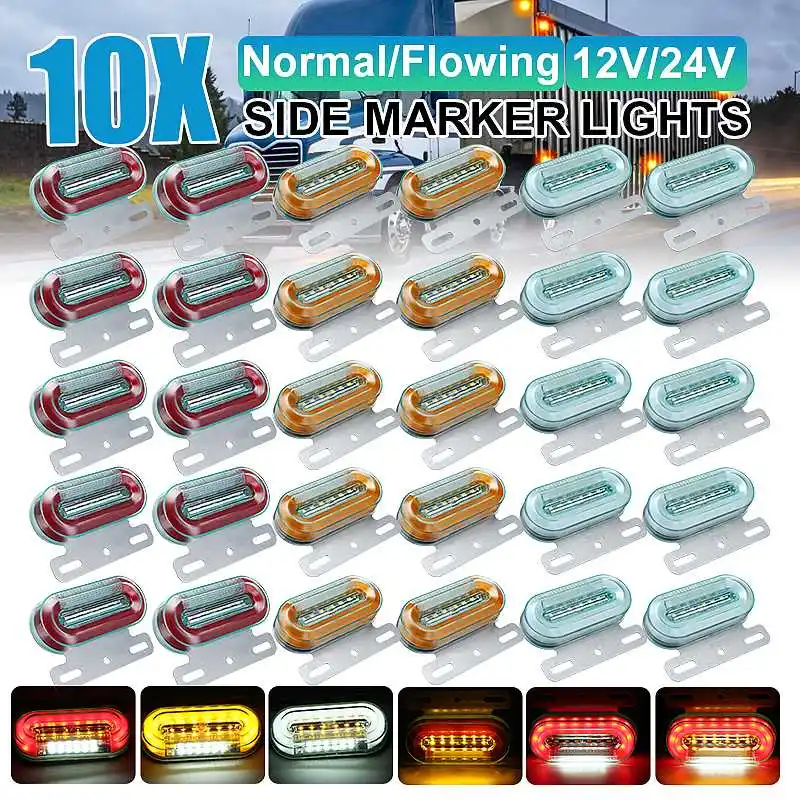 

Car 10pcs LED Truck Side Marker Lights 12V 24V External Lights Signal Indicator Lamp Warning Tail Light Trailer Lorry Bus Boat