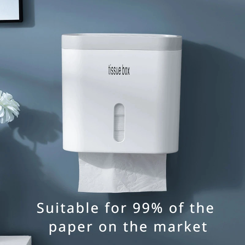 변기 티슈 디펜서 벽걸이 변기 종이 상자, 펀치 프리 방수 핸드 와이핑 종이 박스, 종이 타월 보관 랙