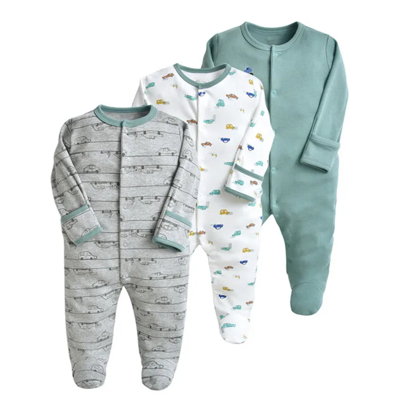 Newborn Baby Girl Clothes Long Sleeve Cotton Cartoon Printed Baby Romper Infant Jumpsuits Kids Clothes Climb Suit 3PCS/Lot baby clothes