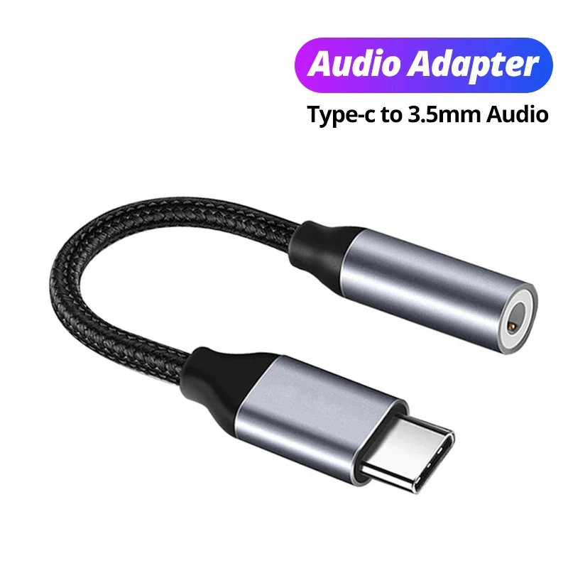 Cavo Adattatore Audio USB C A 3.5 Mm Stereo Con Microfono - Intrecciato - Nero/Argento