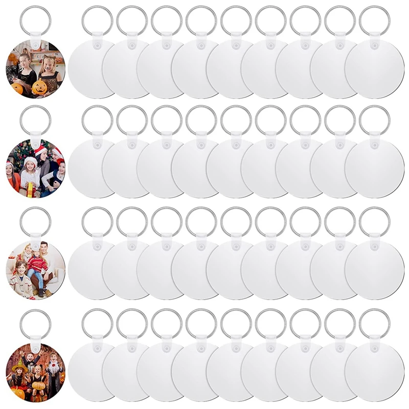 

36 Pieces Sublimation Blank Keychains Kits With Heat Transfer Keychain MDF Blank Keychain Blank DIY Keychain (Round)