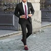 Burgundy Suits Men Blazer Slim Fit 2 Pieces Tuxedos Casual Groomsmen Wedding Suits Groom Tuexdos Jacket Pants Trajes De Hombre 2