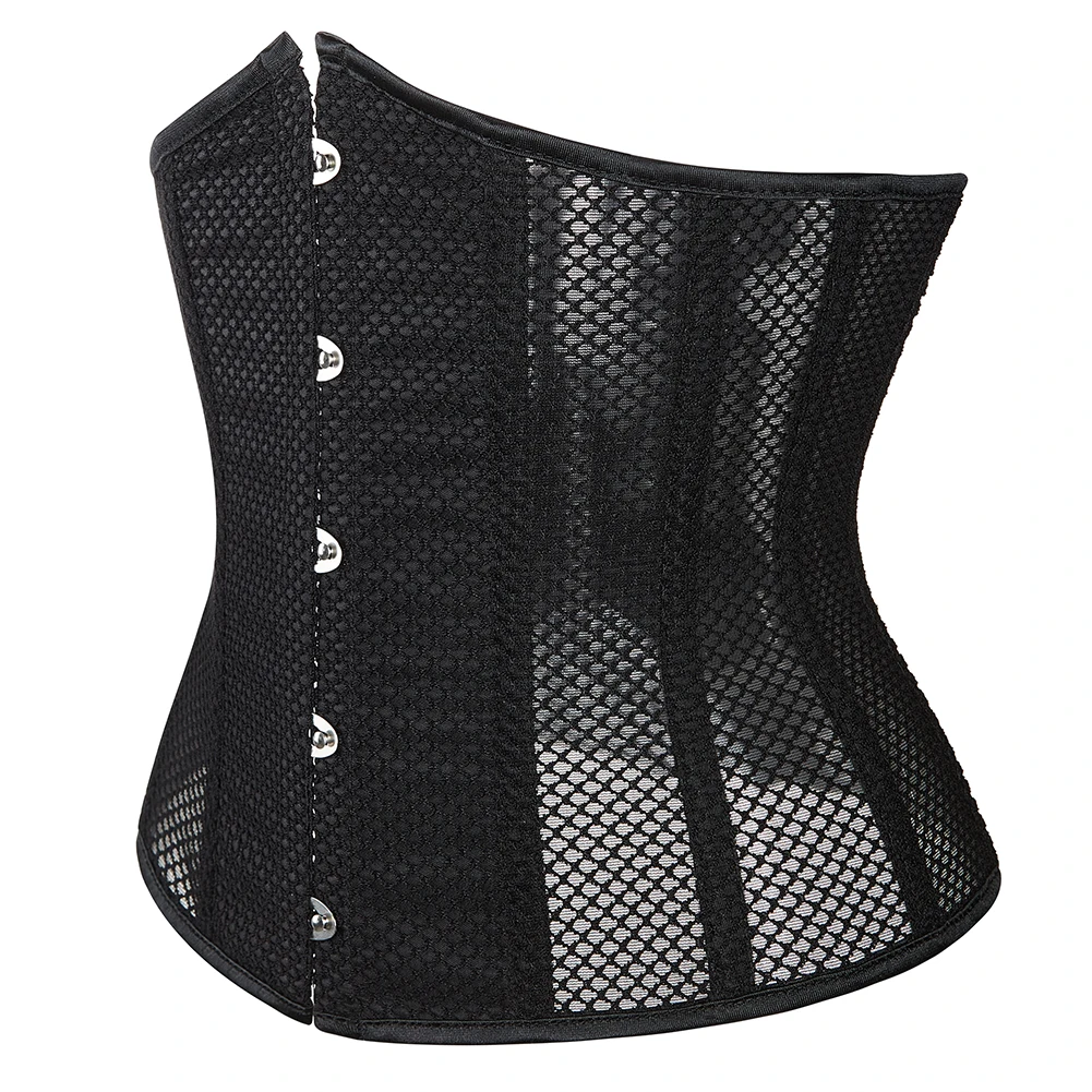 Women Waist Trainer Sexy Mesh Corset Goth Vintage Slim Body Belts Streetwear See Through