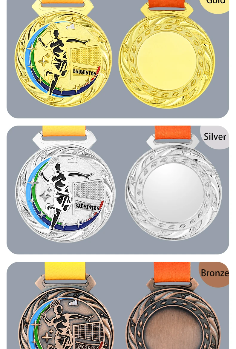 Description Picture 4 of item7cm 100g Badminton Medal High-quality Badges Souvenirs School Sports Match Gold Silver Bronze Metal Medals Trophy Free Print