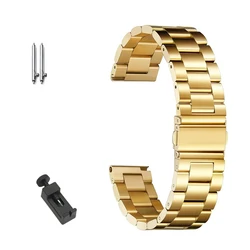 Elegant Stainless Steel Universal Watch Band with Tool - Three - Bead Design - 20mm (Gold)