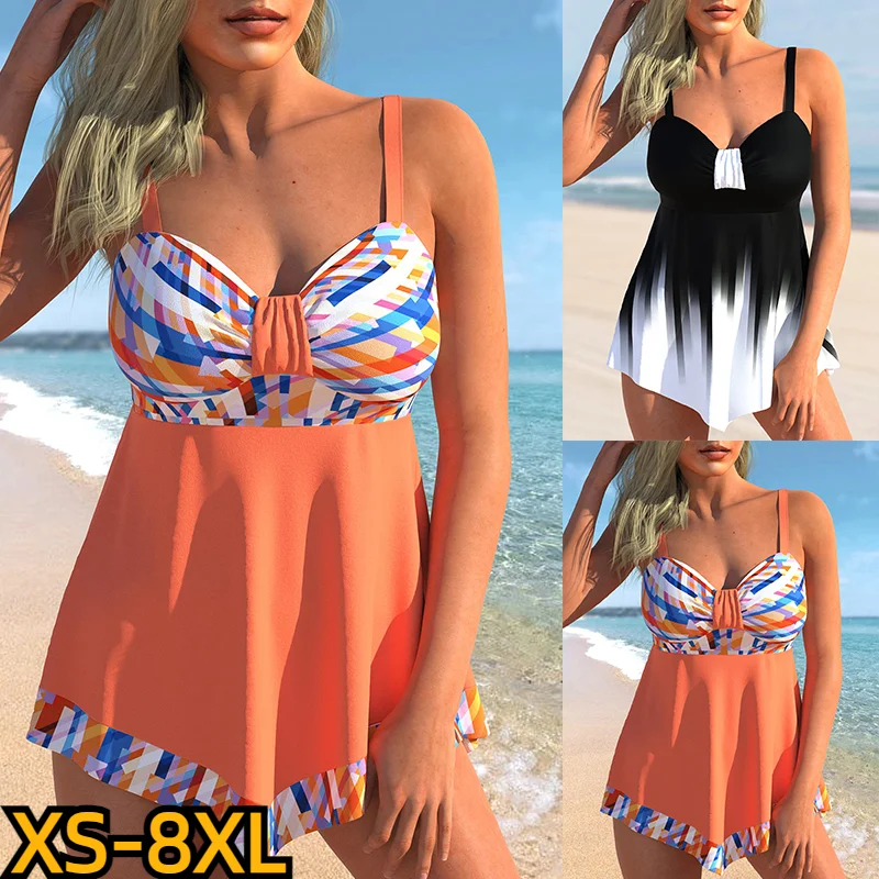 

2023 Beachwear Female Summer High Waist Bathing Suit Swimwear Sexy Monokini Women's Two Piece Swimwear Fashion Print Tankni