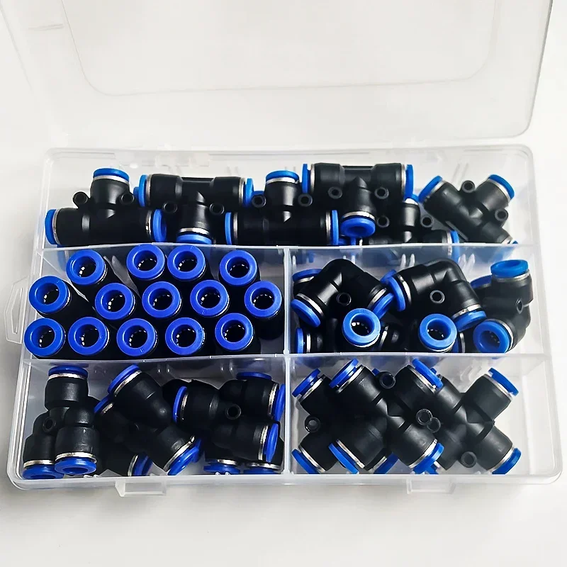 41 PCs Boxed 8mm Air Hose Connector PU-8/PE-8/PZA-8/PY-8/PV-8/PG-8/PK-8 Pneumatic Quick Connectors Kit for 8mm Hose Pipe Tube