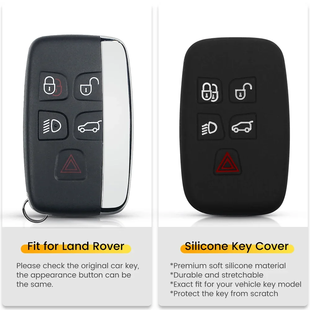 KEYYOU 랜드 로버 프리랜더 2 레인지 로버 Velar 2020 디스커버리 스포츠 프리랜더 2 키 케이스 실리콘 5 버튼 원격 키