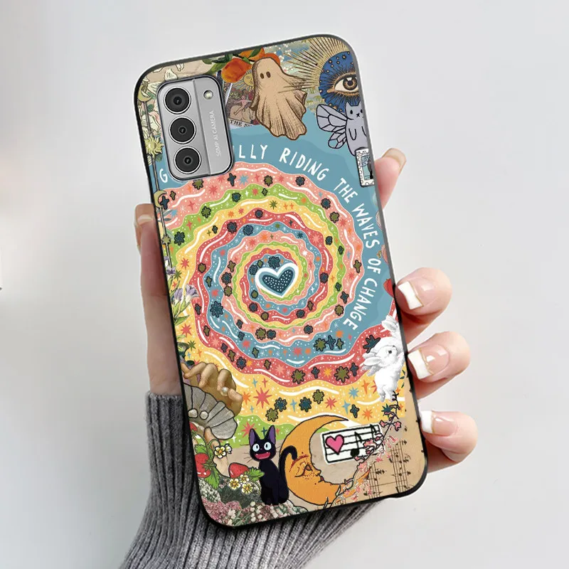 Silicone Soft Black Aesthetic Cute Cat Astronaut Phone Case Bumper Shell