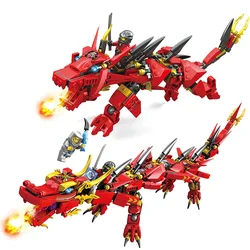 Ensemble de jouets Ninjagoes Kai Dragon rouge volant 2 en 1, blocs de construction éducatifs, figurines, cadeaux pour enfants 