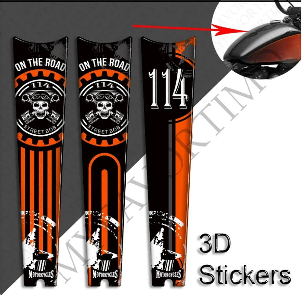 Motorcycle Stickers Decals Protector Tank Pad Knee Side Grips Gas Fuel Oil Kit For Harley Davidson Street Bob 114