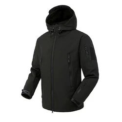 Men's SoftShell Tactical Waterproof Jacket and Pants Set - XXXL (96-105kgs) (Black Jacket)