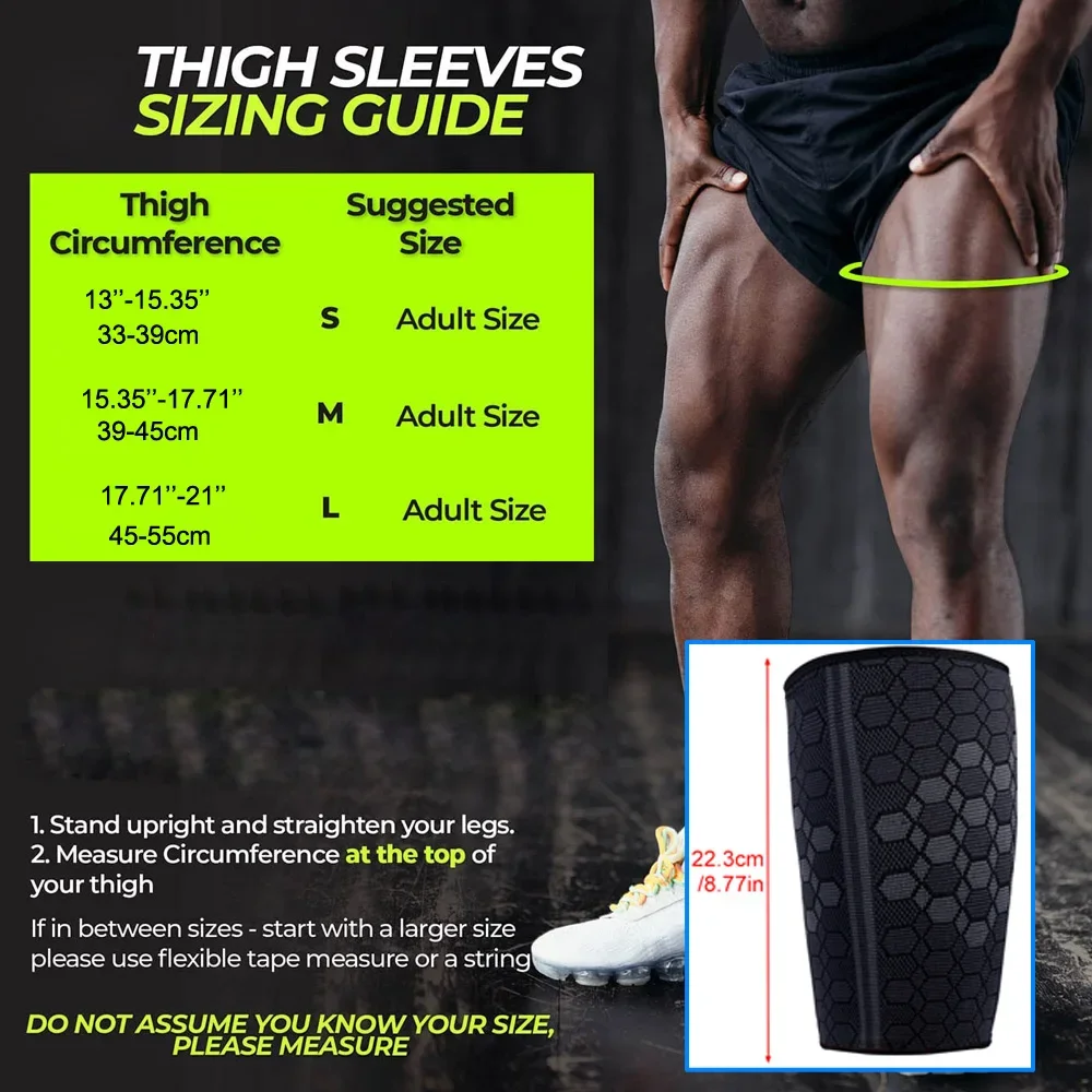 Thigh Compression Sleeves Quad and Hamstring Support Sports Upper Leg Sleeves Men and Women Breathable Elastic AntiSlip leg compression sleeves