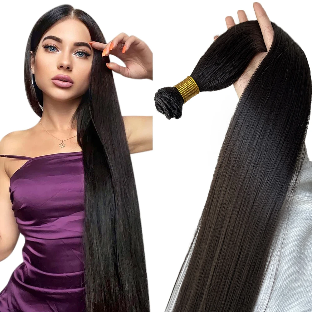 Bone Straight Hair Bundles Salon Natural Hair Extensions Fake Fibers Super Long Synthetic Yaki Straight Hair Weaving Full to End