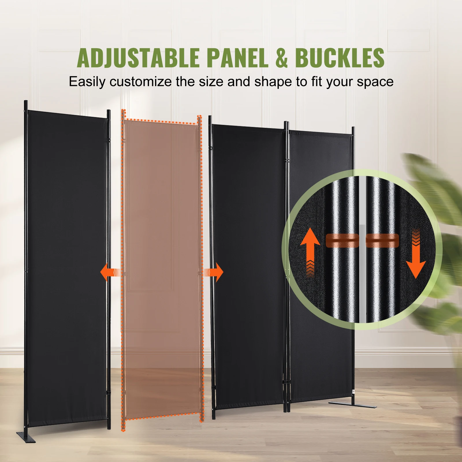 VEVOR 4/3/1 Panel Room Dividers Adjustable In Size & Height Freestanding & Foldable Privacy Screen Partition for Office Home