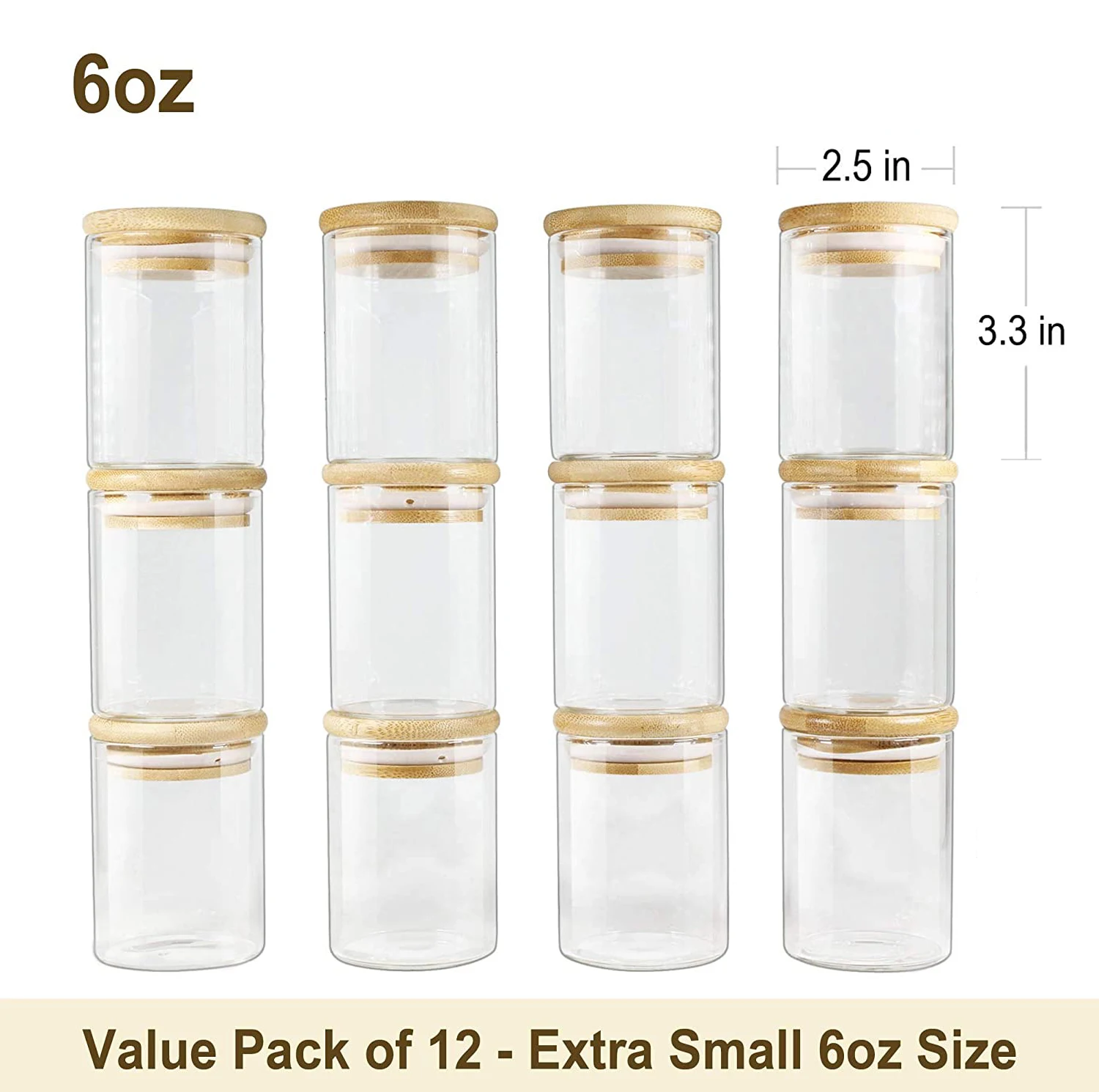 

12pcs Glass Spice Jars Set with Bamboo Airtight Lids Labels, Food Cereal Storage Containers for Kitchen Tea Herbs Coffee Grains