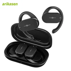 Open Ear TWS Wireless Headphones with Rotatable Earhooks Bluetooth 5.3 Earphones True Open Ear Earbuds Deep Bass with Case Mics