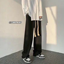 

Casual pants men's spring new Hong Kong style all-match pendant straight pants Korean version trend loose large size wide-leg lo