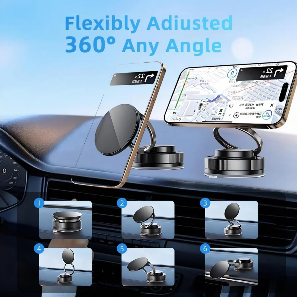 360° Rotatable & Foldable Magnetic Phone Holder with Suction Cup