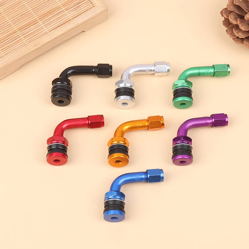 Tire Valve Caps Tire Valve Cap 2Pcs 90 Degree CNC Aluminum Alloy Universal Tubeless Valve Stems Caps Motorcycle Wheel Tire Valves Stem Cap Air Cover
