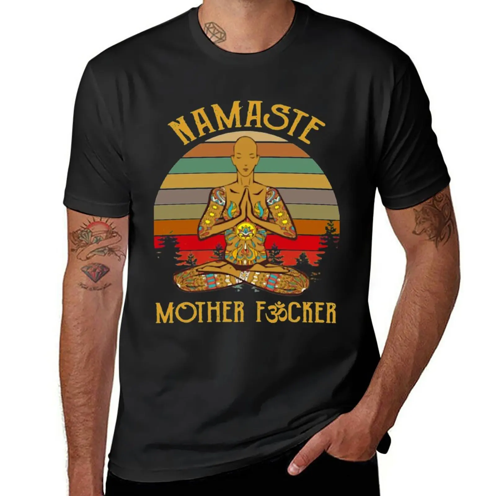 Новая Винтажная забавная футболка Namaste с надписью Mother Fcker Yoga, Винтажная футболка для мальчиков в стиле хиппи Yoga Namaste Mother Fcker