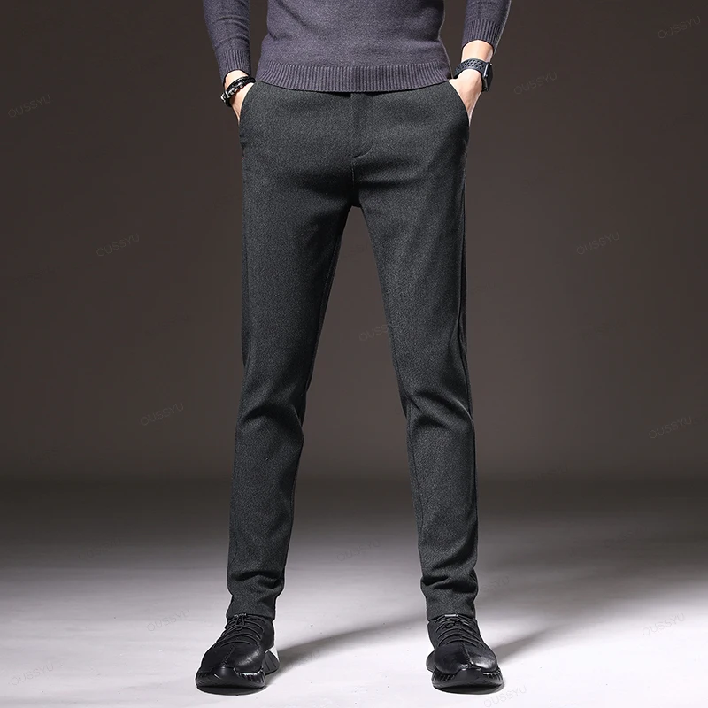 New Autumn Winter Casual Pants Men Thick Business Fashion Korea Slim Fit Stretch Trousers Male Outdoors Gift Brand Clothing - Image 4