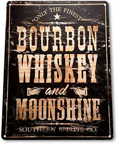 

Kexle Bourbon Whiskey Moonshine Retro Weathered Wall Decor Bar Man Cave Metal Tin Sign 8x12in