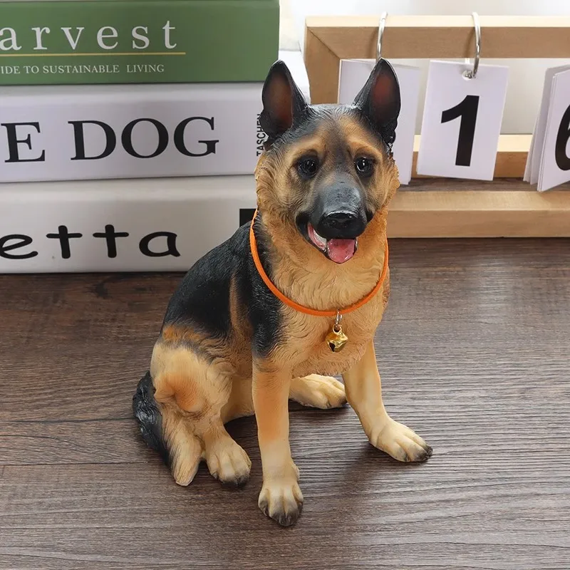 Statua Cane Pastore Tedesco Resina Per Giardino - Decorazione Esterna Animali 29x15cm - Foto 7