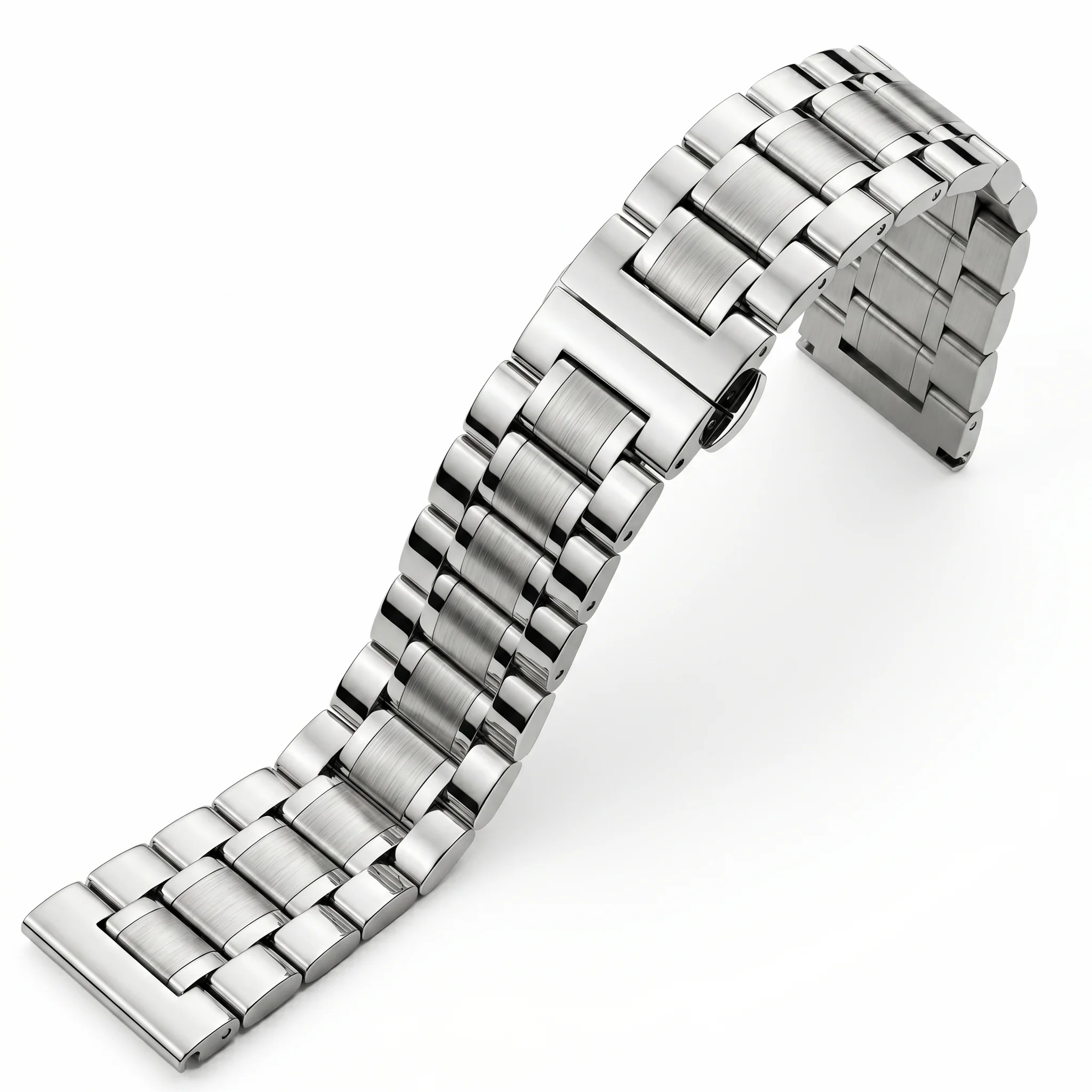 Elegant Stainless Steel Women's Watch Band Bracelet - Fashionable Metal Strap with Butterfly Clasp