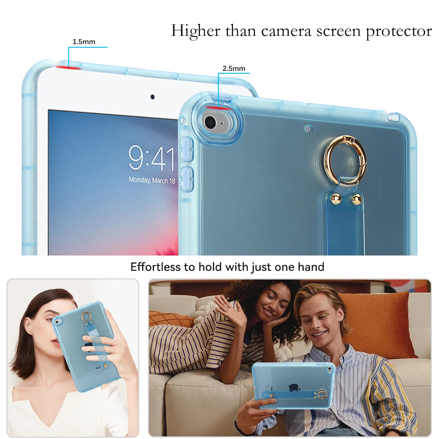 Eco-Friendly TPU Tablet Case with Adjustable Wrist Strap - Flexible, Soft, and Tear-Resistant Bumper Cover