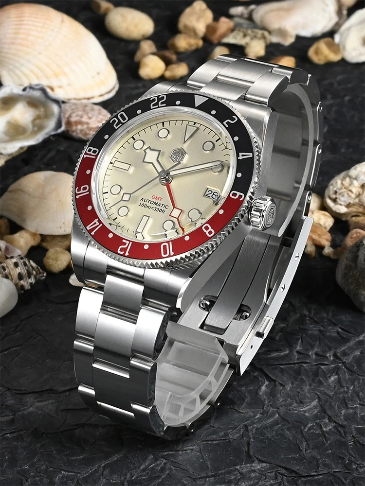 San Martin 남성용 기계식 자동 손목시계, NH34 GMT 시계, 3H 날짜 방수, 10Bar Relojes BGW9 Lume, SN0109, 39mm