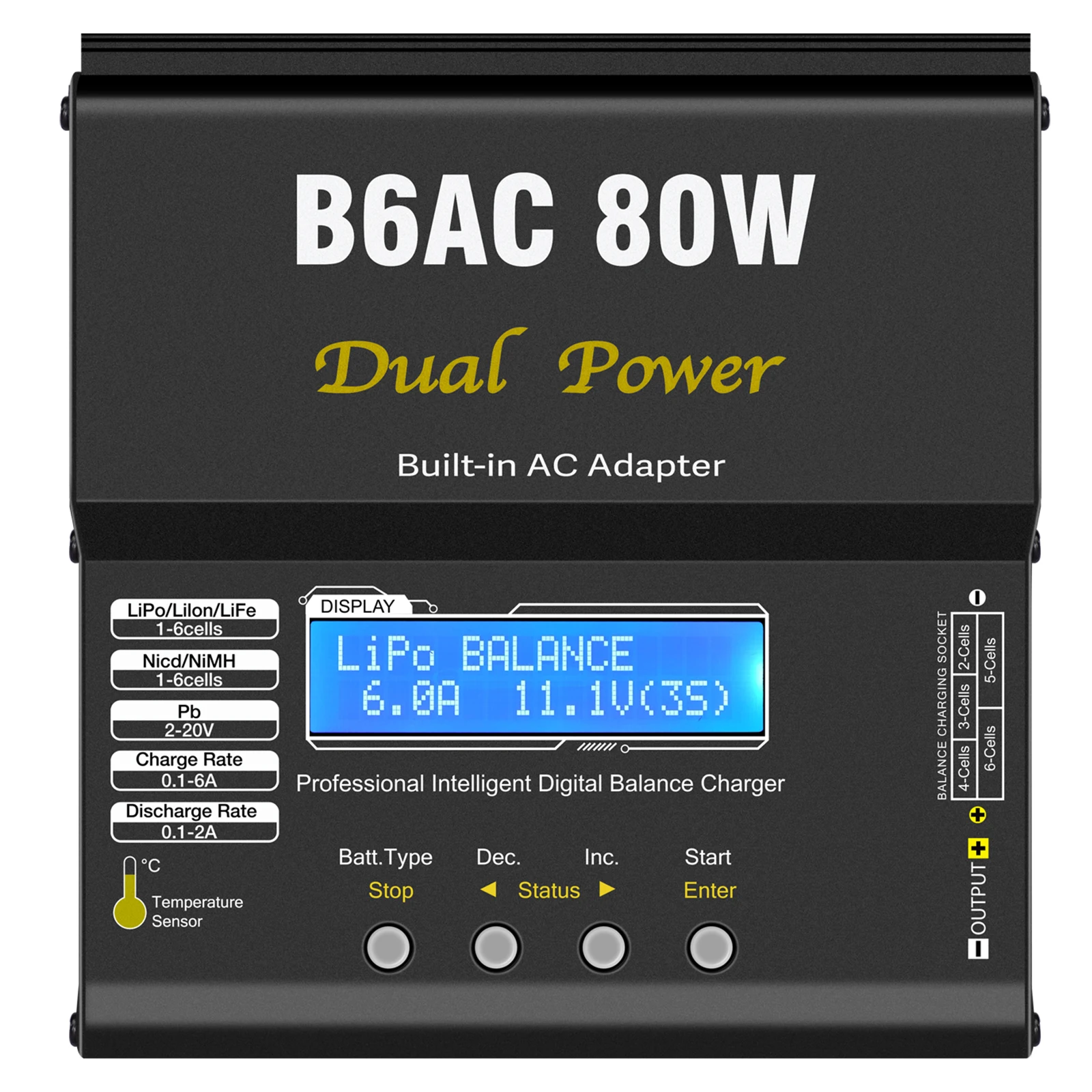 Chargeur d'équilibre B6 AC RC 80W 6A pour LiPo LiFe NiMH NiCd PB