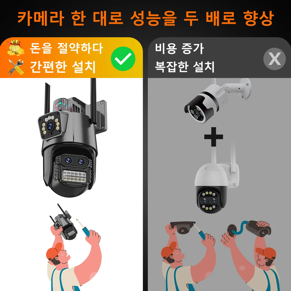 5K HD WIFI IP 카메라 9MP 8X 하이브리드 줌 자동 추적 PTZ 카메라 야외 3 렌즈 듀얼 스크린 보안 캠 4K 감시