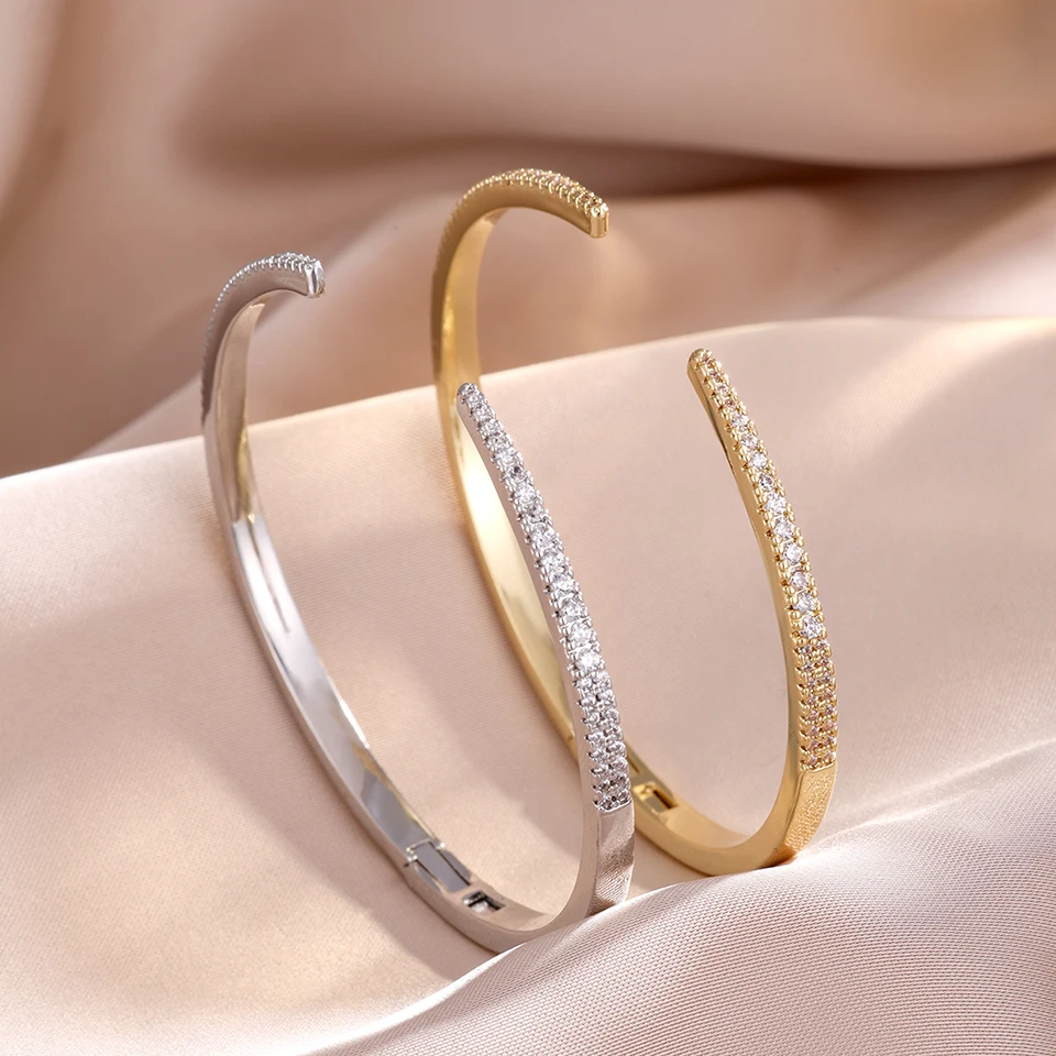 Yupsk Classic Sparkling Zircon Open Bracelet Bangle for Women Fashion Popular Jewelry Gift for Europe & United States 3